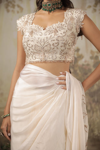 Ivory Ruffle Saree Indian Wedding Ruffle Saree by Aashima Behl