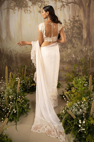 Ivory Ruffle Saree Indian Wedding Ruffle Saree by Aashima Behl