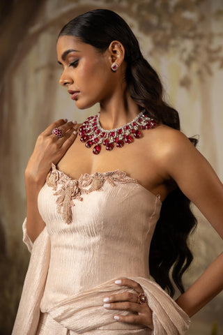 Beige Draped Saree Indian Wedding Draped Saree by Aashima Behl