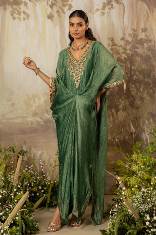 Green Kaftan Traditional Wear Embroidered Kaftan by Aashima Behl