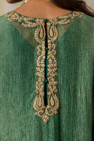 Green Kaftan Traditional Wear Embroidered Kaftan by Aashima Behl