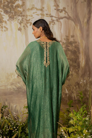 Green Kaftan Traditional Wear Embroidered Kaftan by Aashima Behl