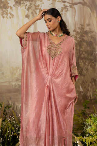 Pink Kaftan Traditional Wear Embroidered Kaftan by Aashima Behl