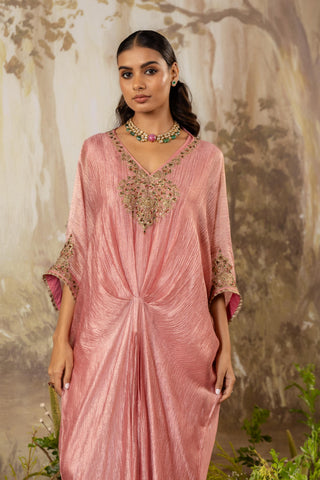 Pink Kaftan Traditional Wear Embroidered Kaftan by Aashima Behl