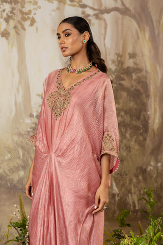 Pink Kaftan Traditional Wear Embroidered Kaftan by Aashima Behl