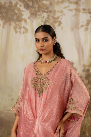 Pink Kaftan Traditional Wear Embroidered Kaftan by Aashima Behl