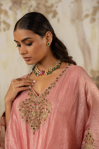 Pink Kaftan Traditional Wear Embroidered Kaftan by Aashima Behl