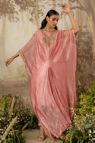 Pink Kaftan Traditional Wear Embroidered Kaftan by Aashima Behl