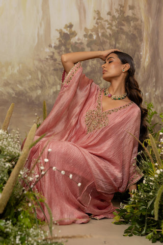 Pink Kaftan Traditional Wear Embroidered Kaftan by Aashima Behl