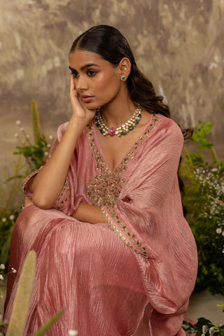 Pink Kaftan Traditional Wear Embroidered Kaftan by Aashima Behl