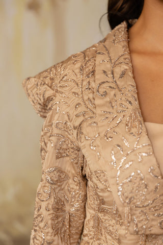 Sharara Set Indian Wedding Beige Peplum by Aashima Behl