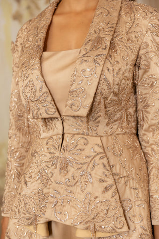 Sharara Set Indian Wedding Beige Peplum by Aashima Behl