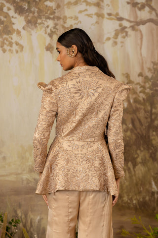Sharara Set Indian Wedding Beige Peplum by Aashima Behl