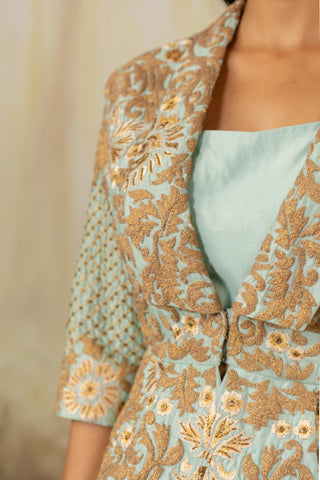 Peplum Jacket Set Indian Wedding Blue Zoe by Aashima Behl