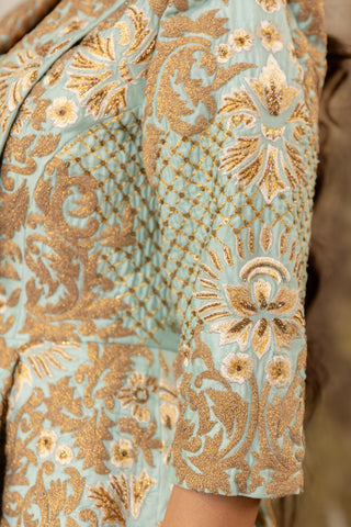 Peplum Jacket Set Indian Wedding Blue Zoe by Aashima Behl