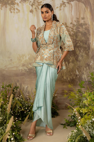 Peplum Jacket Set Indian Wedding Blue Zoe by Aashima Behl