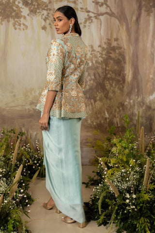 Peplum Jacket Set Indian Wedding Blue Zoe by Aashima Behl
