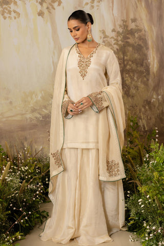 Sharara Set Indian Wedding Ivory Embroidered by Aashima Behl