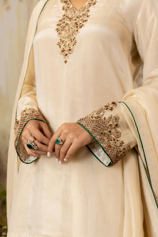 Sharara Set Indian Wedding Ivory Embroidered by Aashima Behl