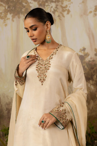 Sharara Set Indian Wedding Ivory Embroidered by Aashima Behl
