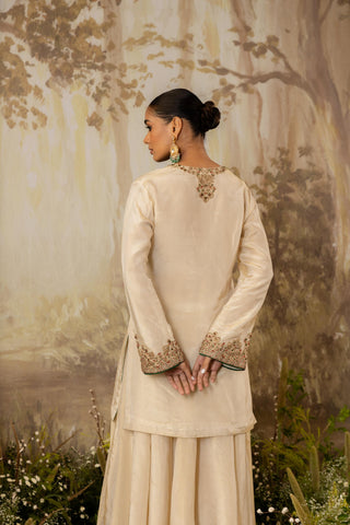 Sharara Set Indian Wedding Ivory Embroidered by Aashima Behl