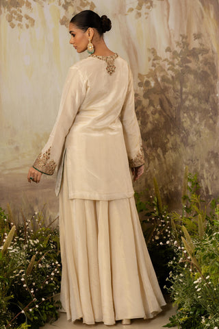 Sharara Set Indian Wedding Ivory Embroidered by Aashima Behl