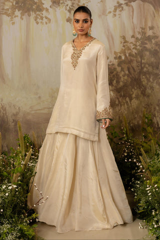 Sharara Set Indian Wedding Ivory Embroidered by Aashima Behl