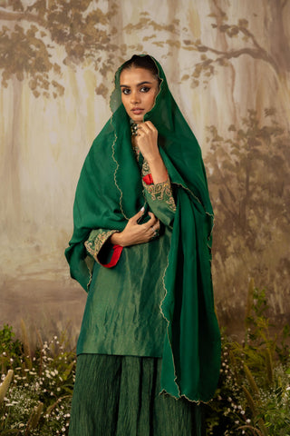 Sharara Set Indian Wedding Green Embroidered by Aashima Behl