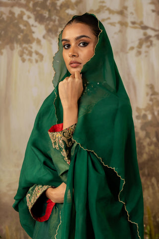 Sharara Set Indian Wedding Green Embroidered by Aashima Behl