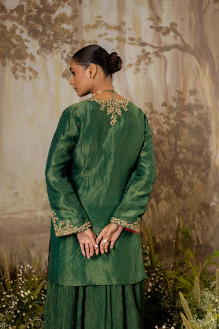 Sharara Set Indian Wedding Green Embroidered by Aashima Behl