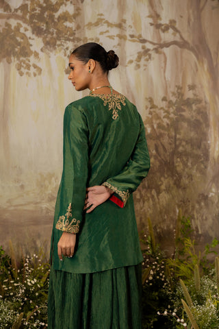 Sharara Set Indian Wedding Green Embroidered by Aashima Behl