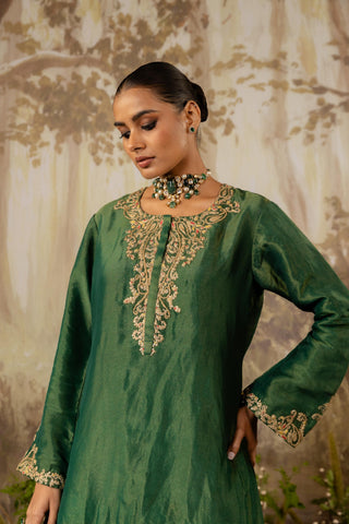 Sharara Set Indian Wedding Green Embroidered by Aashima Behl