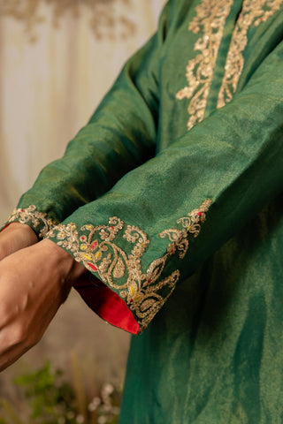 Sharara Set Indian Wedding Green Embroidered by Aashima Behl