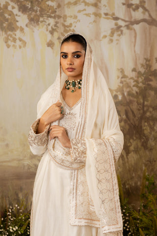 Ivory Kurta Set Indian Wedding Embroidered by Aashima Behl