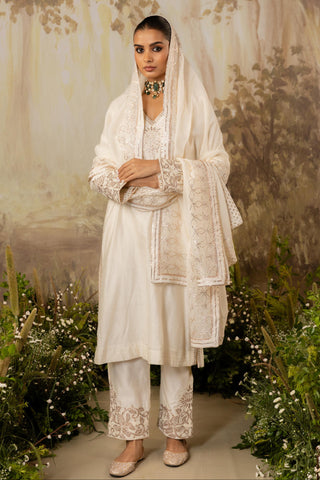 Ivory Kurta Set Indian Wedding Embroidered by Aashima Behl
