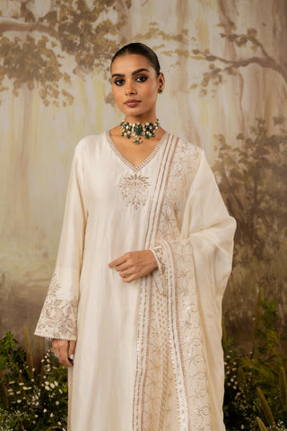 Ivory Kurta Set Indian Wedding Embroidered by Aashima Behl