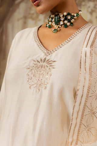 Ivory Kurta Set Indian Wedding Embroidered by Aashima Behl