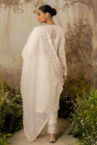 Ivory Kurta Set Indian Wedding Embroidered by Aashima Behl