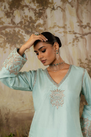 Gharara Set Indian Wedding Blue Short by Aashima Behl
