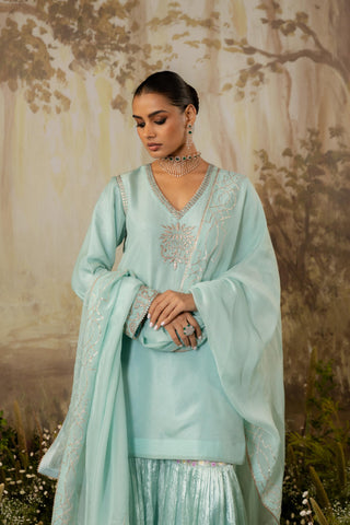 Gharara Set Indian Wedding Blue Short by Aashima Behl