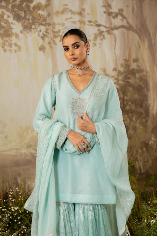 Gharara Set Indian Wedding Blue Short by Aashima Behl