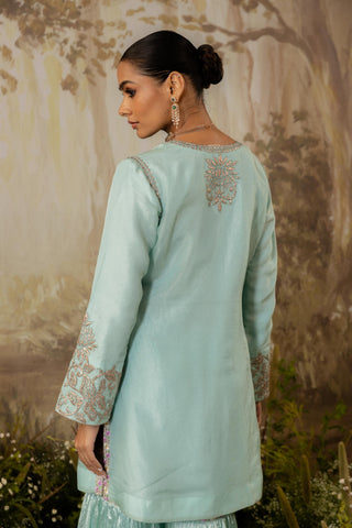 Gharara Set Indian Wedding Blue Short by Aashima Behl