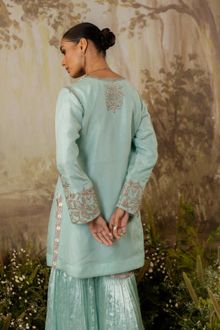 Gharara Set Indian Wedding Blue Short by Aashima Behl