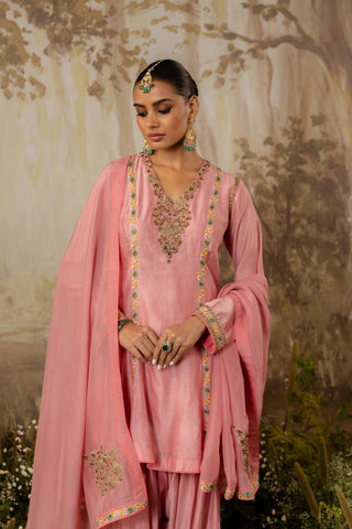 Kurta Set Indian Wedding Pink Embroidered by Aashima Behl
