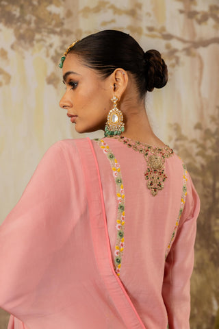 Kurta Set Indian Wedding Pink Embroidered by Aashima Behl
