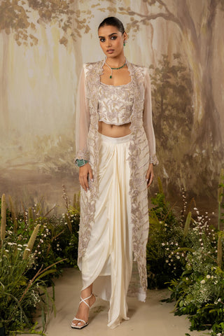 Cape Set Indian Wedding Ivory Long Cape by Aashima Behl