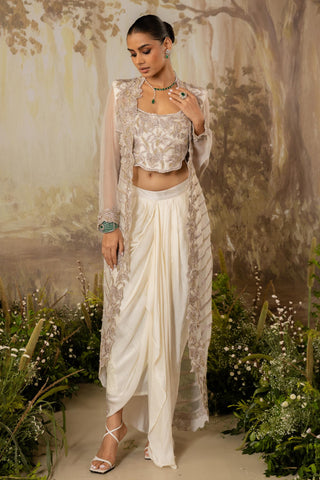 Cape Set Indian Wedding Ivory Long Cape by Aashima Behl