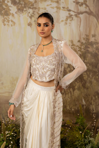Cape Set Indian Wedding Ivory Long Cape by Aashima Behl