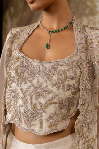 Cape Set Indian Wedding Ivory Long Cape by Aashima Behl