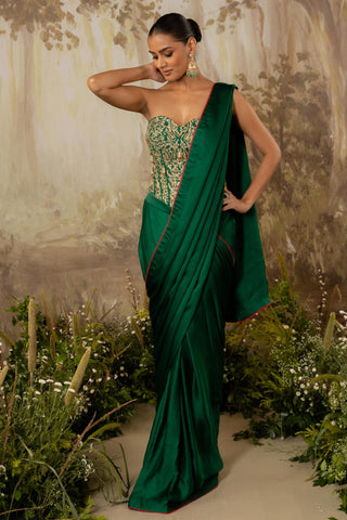 Green Draped Saree Indian Wedding Draped Saree by Aashima Behl